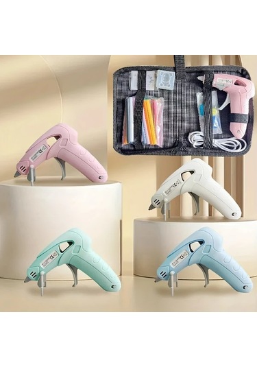 Honeybeeshop Beyaz Takım 10w 20w Şarj Edilebilir Usb Manuel Damlamayan Tutkal Tabancası 30 Renkli Çubuk Ve Ayı Figürlü Değirmen Kart Paketi