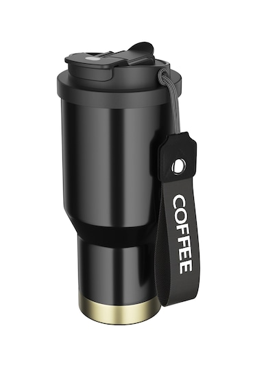 Sones Paslanmaz Çelik Araba Kahve Kupası Çift Duvarlı Vakumlu Soğuk Tutma Yalıtımlı Kupa Boyun Askılı, Kapasite: 600ml
