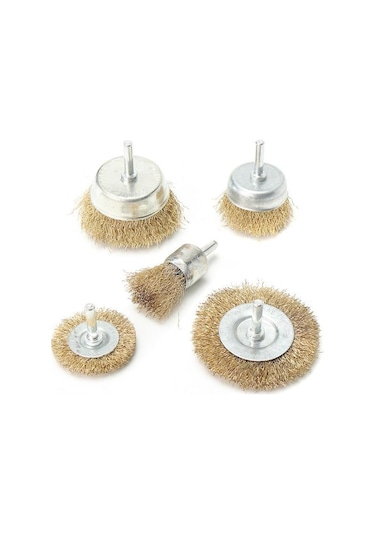 5 Parça Pimli Tel Fırça Seti 5'Li Matkap Hobi Fırça Set