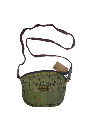 Vintage Salaş Renkli Küçük Boy Uzun Askılı Günlük Çapraz Postacı Omuz Çantası 22 Cm X 15 Cm Sarı - Haki