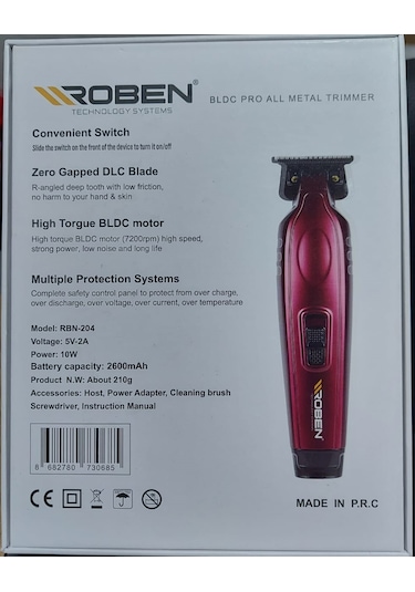 Roben Profesyonel Tıraş Makinesi Rbn-204 1 - 2 Saat