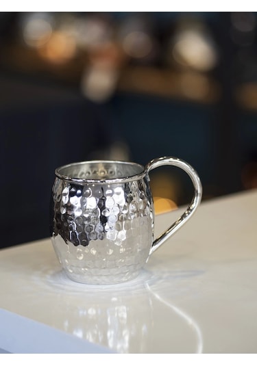 Bakır Kupa Tombul Çekiç Dövme Model Gümüş Renk 2'li