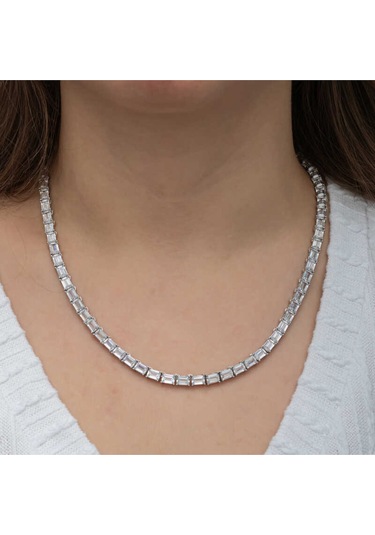 Casera's Gümüş Beyaz Taşlı Su Yolu Kadın Set Csr2185457 Gümüş