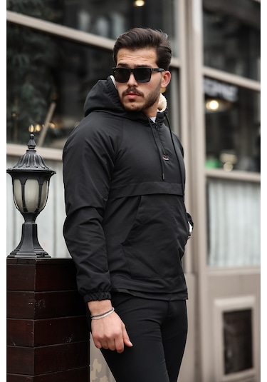 Prifaldi Kanguru Cepli İçi Kürklü Erkek Siyah Mont Siyah