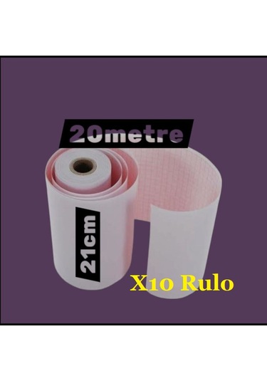 Ecg Ekg Termal Isıya Duyarlı Kalın Gramajlı Ecg Ekg Kağıdı 21cm - 20metre 10 Adet Rulo