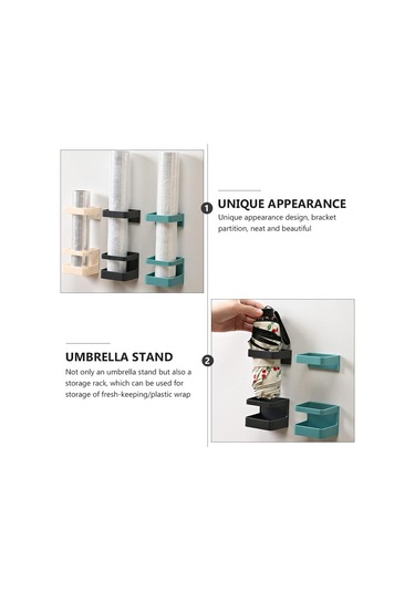 Duvara Monte Şemsiye Standı 4 Set Matkap Gerektirmez, Damlama Tepsili Şemsiye Standı, Yaratıcı Çıkarılabilir Şemsiye Kılıfı Siyah Diğer