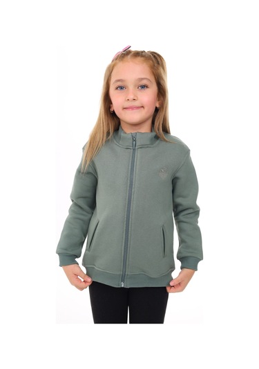 Toontoy Kız Çocuk Nakışlı Hırka Yeşil