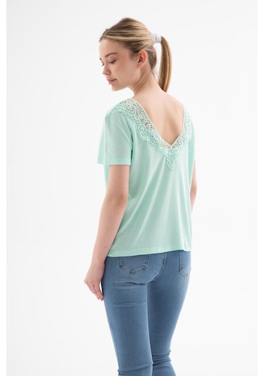 Çift Taraflı Dantelli Bluz Mint Mint