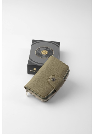 Cengiz Pakel Orta Boy Çıt Çıt Detaylı Kadın Cüzdan/portföy - 65300 - Haki 65300-haki