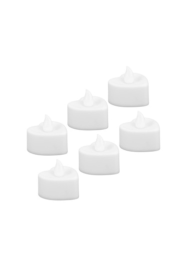 Lemestar 6 Adet Kalp Şeklinde Imitasyon Mum Aydınlatması, Evlilik Ve Tatiller İçin Islak Beyaz Işık, Dekoratif Ambiyans Lambaları Pil Dahil Değil Diğer