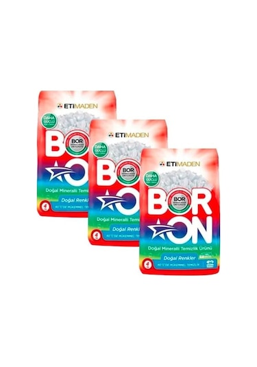Boron Doğal Renkler Toz Çamaşır Deterjanı 3 x 4 KG