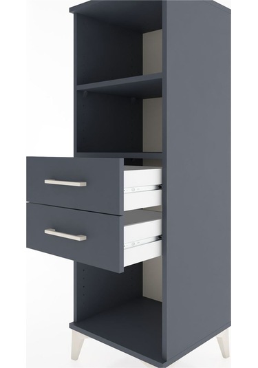 Hyperion Dolap 2 Raflı 2 Çekmeceli 44x44x134 Antrasit-antrasit Antrasit
