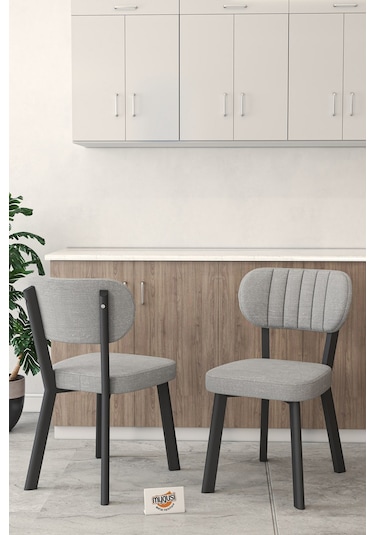 Gnr 70x110cm Sabit Efes Mutfak Masası Takımı, Yemek Masası, 4 Modern Gri Sandalye Gri