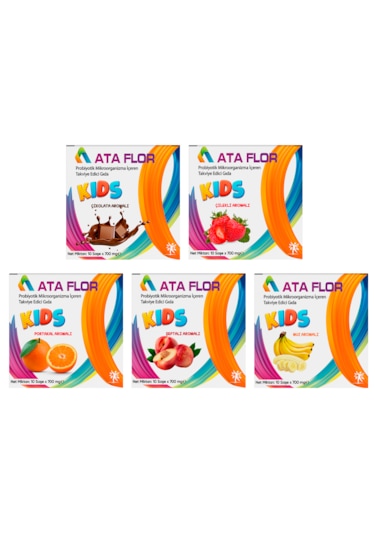 Ata Flor Kids Karışık Aromalı Probiyotik İçeren Takviye Edici Gıda 5 x 10 Saşe