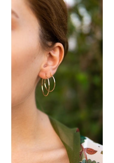 Altın Halka Küpe 3 Cm Çap