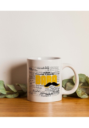 Mor Mürekkep Baba Baskılı Bıyıklı Babalar Günü Kupa