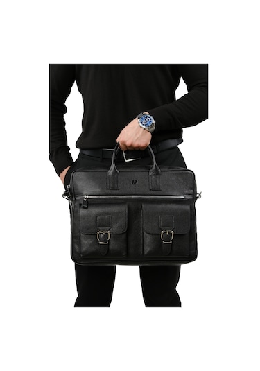Mft Leather Hakiki Deri Laptop El Çantası Loreen 2230 Flother Siyah