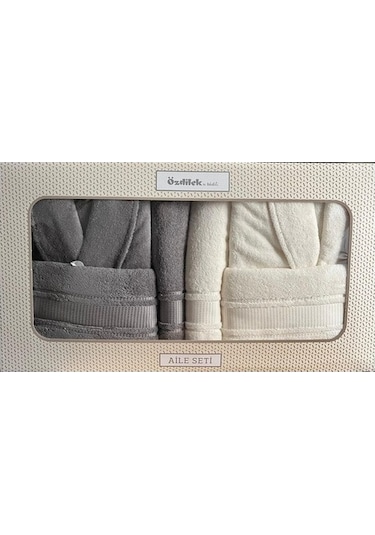 Özdilek Colourist Aile Bornoz Seti Gümüş-krem