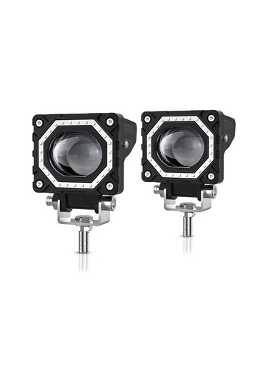 Youtek S14 Motosiklet Led Feneri Mavi Melek Gözü 1 Çift - 4 Mod: Beyaz, Sarı, Sarı+beyaz, Drl Buz Mavisi 120w 12000lm Ip68
