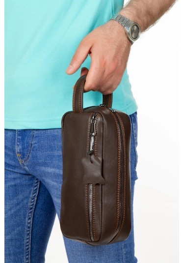 Newish Polo Erkek Hakiki Deri Günlük Portföy El Çantası New092 Kahverengi
