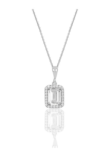 Kadın Baget Taşlı Gümüş Kolye Dgn20955