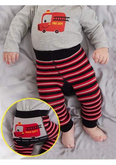 Denokids İtfaiye Erkek Bebek Tayt-Pantolon Gri