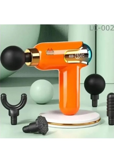 Yeni Nesil Darbeli Titreşimli Şarjlı Sporcu Masaj Tabancası 4 Başlıklı Lc - 002 4741 Açık Mavi