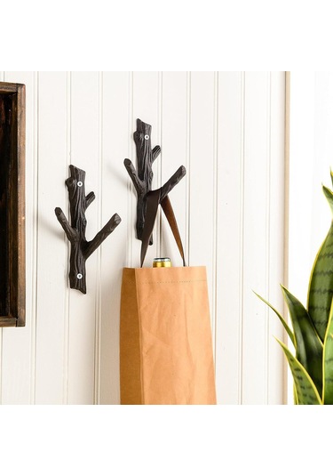 Suntek Dökme Demir Ağaç Dalı Duvar Askısı Hediyelik Giysi Kahverengi