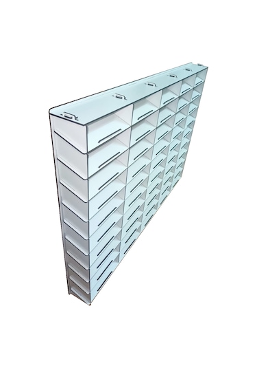 EĞİMLİ DEKORATİF DUVAR AHŞAP ARABA RAFI (1/32 ÖLÇEK-50 ARAÇ)