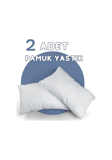 Elyaf Sepeti 2 Adet %100 Doğal Pamuk Dolgulu 50x70 Pamuk Yastık