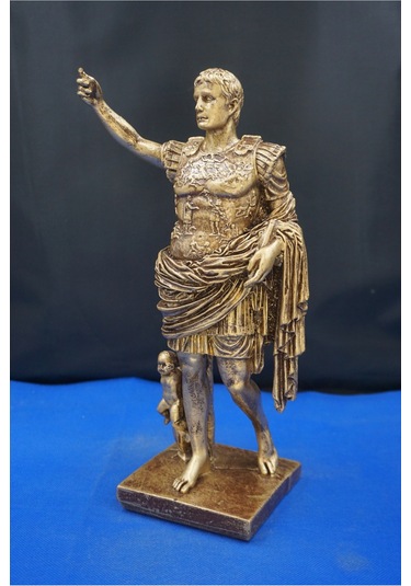 Sezar Augustus Roma İmparatoru Heykeli - 33 Cm Dekoratif Biblo, Ev & Ofis Hediyelik Aksesuar Altın