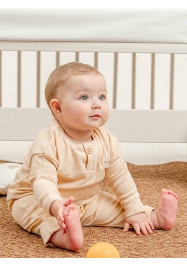 Bebek Organik Eşofman Takım-15483 Bej
