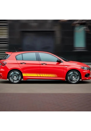 2 Araba Eteği Çıkartma Uzun Çizgili Otomobil Vinil Film Sargılama Çıkartma Ayarlama Glossy Yellow 1 Piece Set