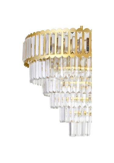 Lora 55 Cm'lik Kristal Cam Taşlı Lüks Avize - Sarı Yaldız Sarı Yaldız