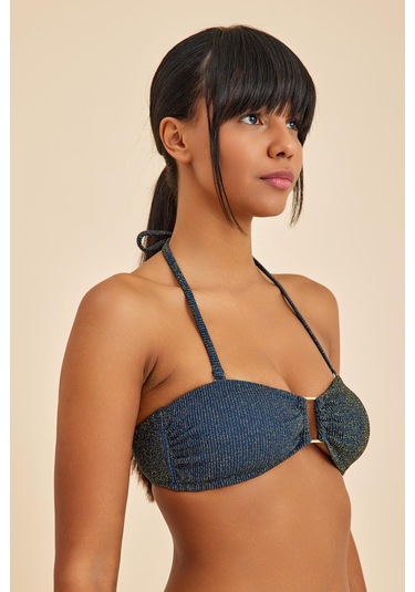 Maldives Lacivert Straplez Boyundan Bağlamalı Pedli Bikini Üst Lacivert