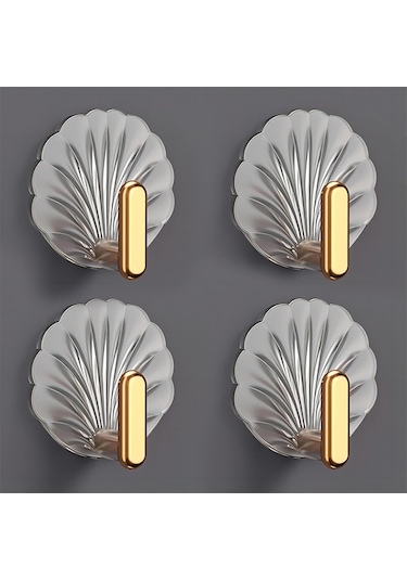 Gajeena Duvar Dekorasyonu Otomatik Yapışkan Kanca Seti: 4 Adet Altın Kabuk Desenli, Ağır Yük Taşıma, Ev/ofis Düzenleme Altın