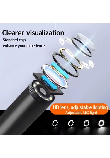 Vtn-107 Ekranlı 3 Kameralı 10 Mt Hafıza Kart Destekli Sert Kablo Yılan Endoskop Kamera 8 Mm 4.3 Inc