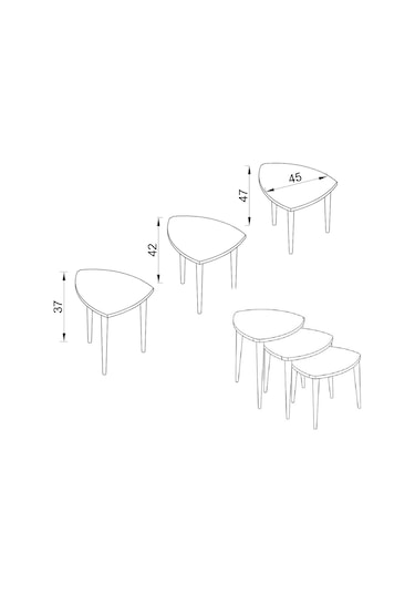 Flora ROLL  Sehpa Ahşap Ayaklı Üçlü Zigon