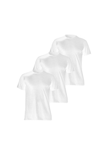 Josejuan 3'lü Erkek Atlet Sıfır Yaka Yarım Kollu Suprem %100 Pamuk 3304-3'lü Beyaz