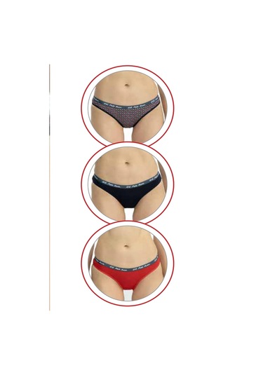 U.s Polo Assn. 66428 Kadın Karışık Desen Pamuklu 3'lü Slip Külot-lacivert Lacivert