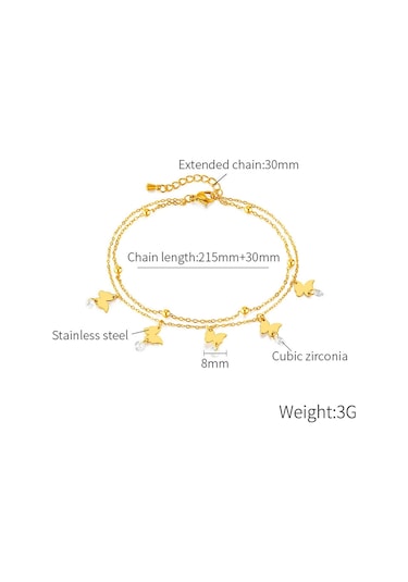 Sones Opk Gz200 Çift Katmanlı Paslanmaz Çelik Kelebek Bileklikler Altın
