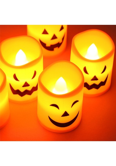 Cadılar Bayramı Dekorasyonu 6 Adet Cadılar Bayramı Mumları, Led Mumlar, Pil İle Çalışan Led Çay Işıkları Cadılar Bayramı Ev Dekorasyonu İçin Çok Renkli