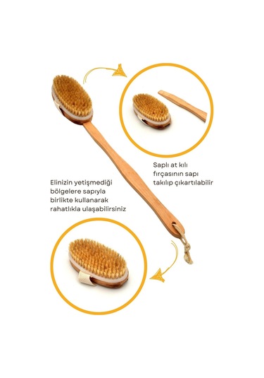 Doğal Gerçek At Kılı Peeling Etkili Selülit Masaj Fırçası