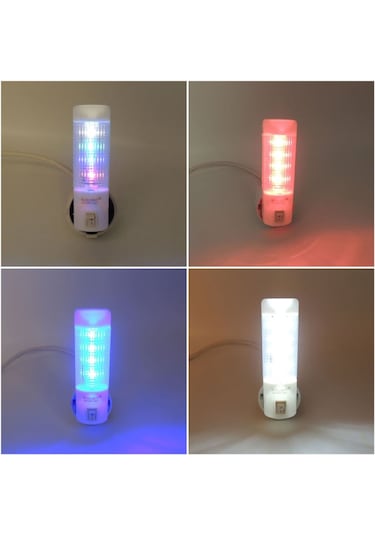 Uzun Led Gece Lambası 0,5W Tasarruflu Işıklı Fişli Düğmeli