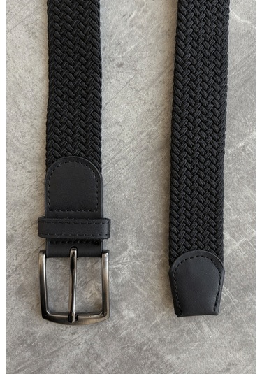 Erkek Hasır Örgü Kemer Siyah