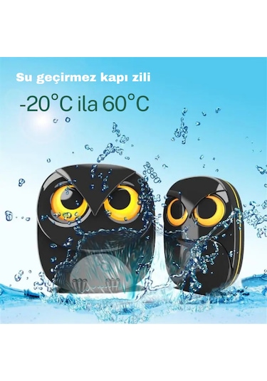 Techtic 1buton 1alıcı Kablosuz Kapı Zili Yaratıcı Baykuş Şekilli