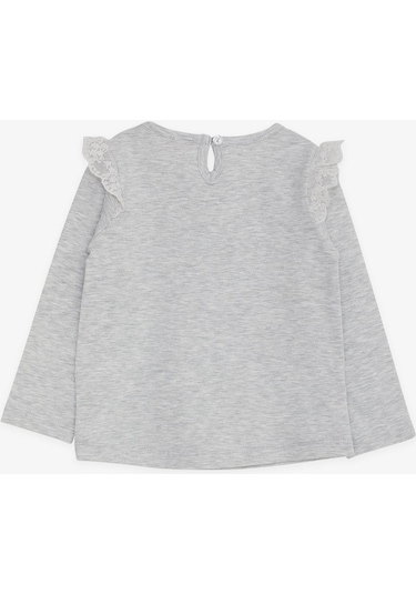 Breeze Kız Bebek Uzun Kollu Tişört Danscı Kız Baskılı Güpürlü 9 Ay-3 Yaş, Açık Gri Melanj-açık Gri Melanj Açık Gri Melanj