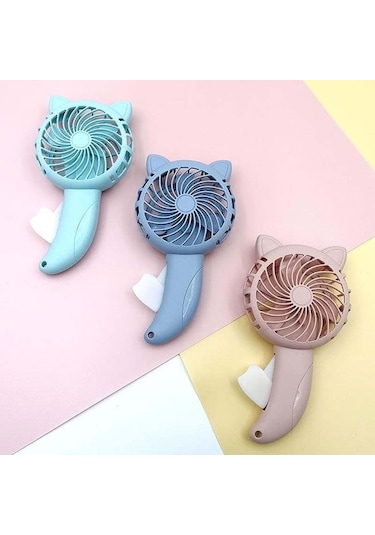 3 Adet By36 Karikatür Kedi Kulakları El Fanı Manuel Pres No Renk Rastgele Teslimat
