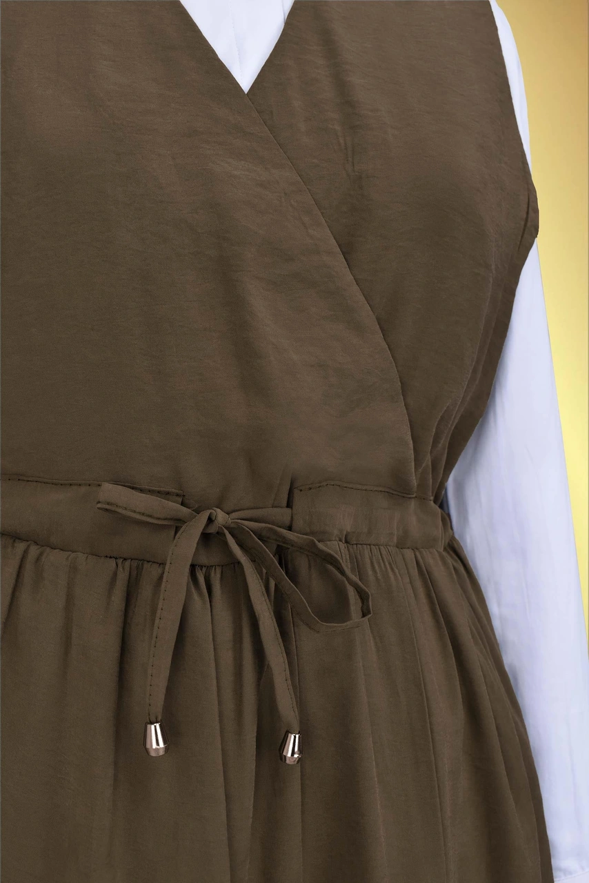 Kalın Askılı Uzun Modal Elbise -kahve Kahverengi