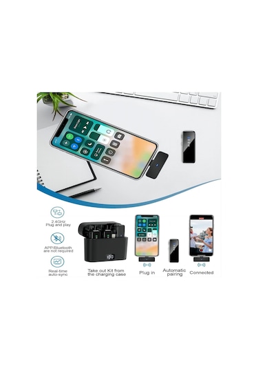 Moveevo 2.4ghz Şarj Kutulu Kablosuz Mikrofon - Akıllı Gürültü Azaltma, Canlı Yayın/videoya Uygun, 2 Alıcı İle Hızlı Bağlanma, 33 Saat Kullanim Süresi